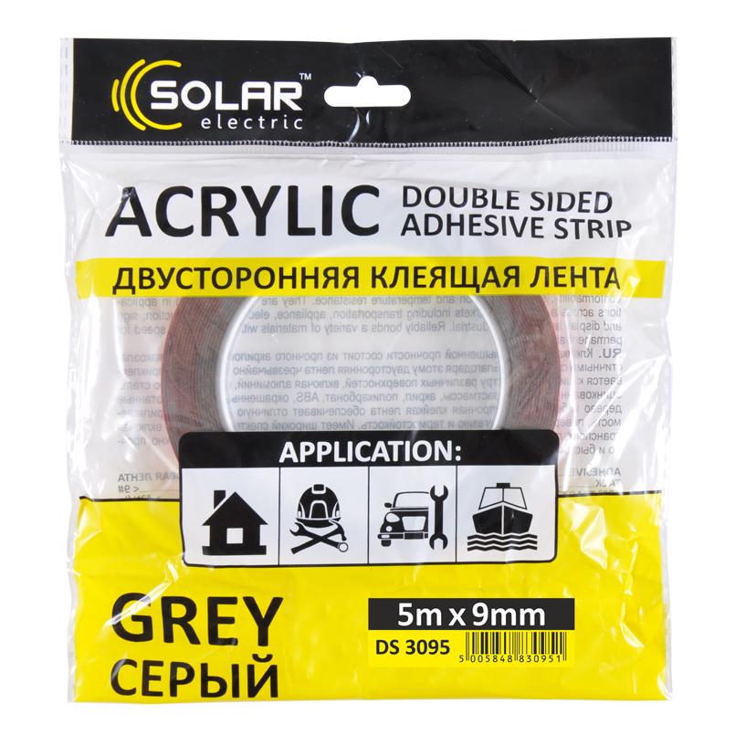 Лента клейкая двухсторонняя Solar Acrylic VHB 9 мм 5 м Grey - фото 2