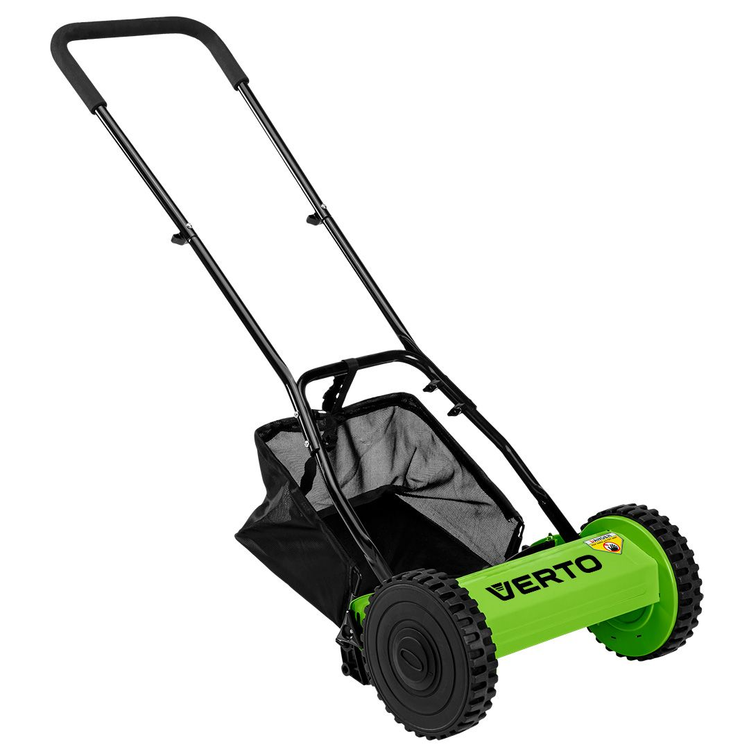 Газонокосарка механічна Verto 15G350 з регулюванням висоти 12-45 мм та шириною косіння 30 см Зелений (15G350)