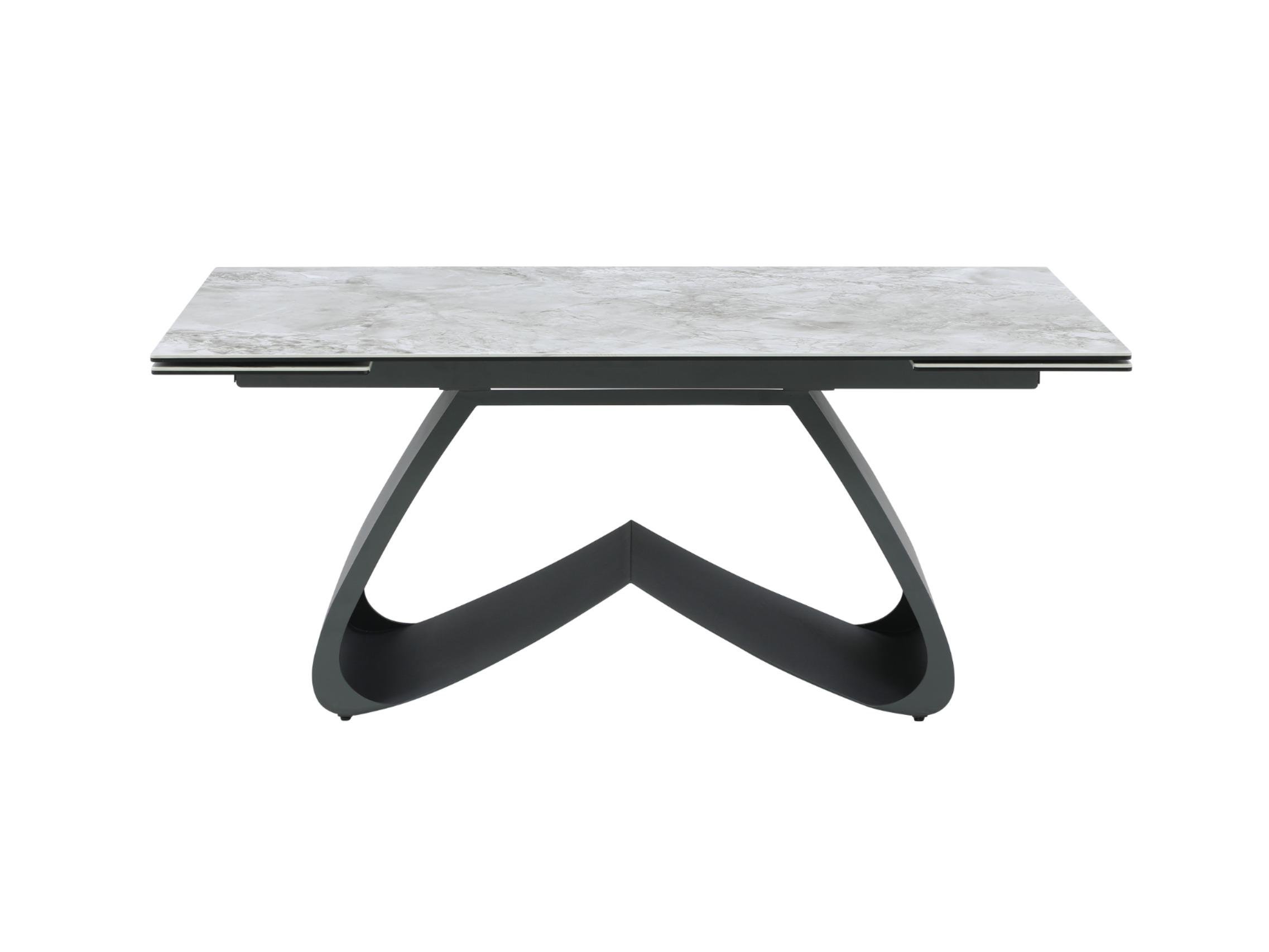 Обеденный стол раскладной Vetro Mebel TML-998 Орфео Сильвер вайт керамика/стекло 90х180/80 см Черный (TML-998-orfeo-silver-white/black)