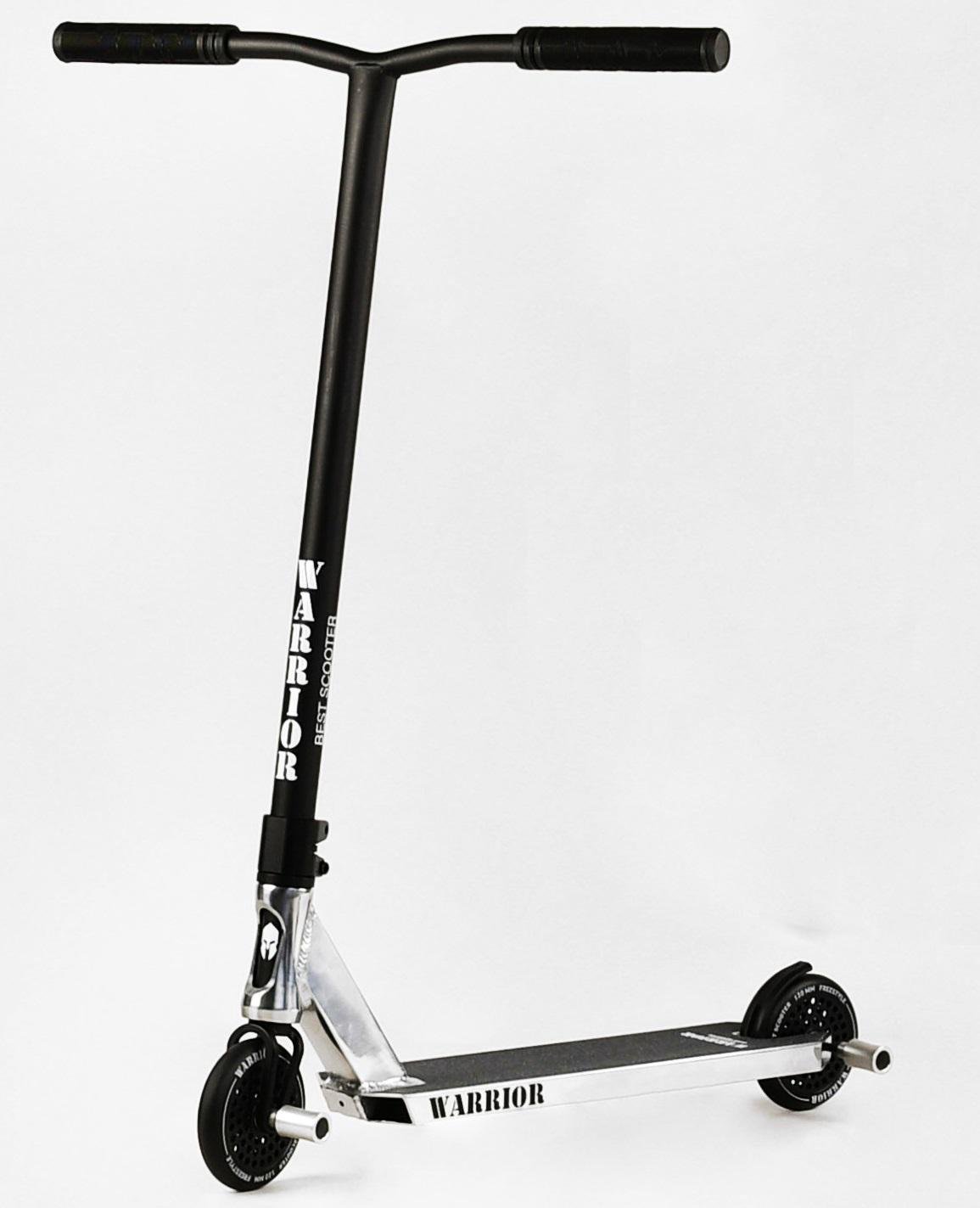 Самокат трюковый Warrior Hic-система пеги алюминиевый диск/дека колеса PU Black/White (112764)