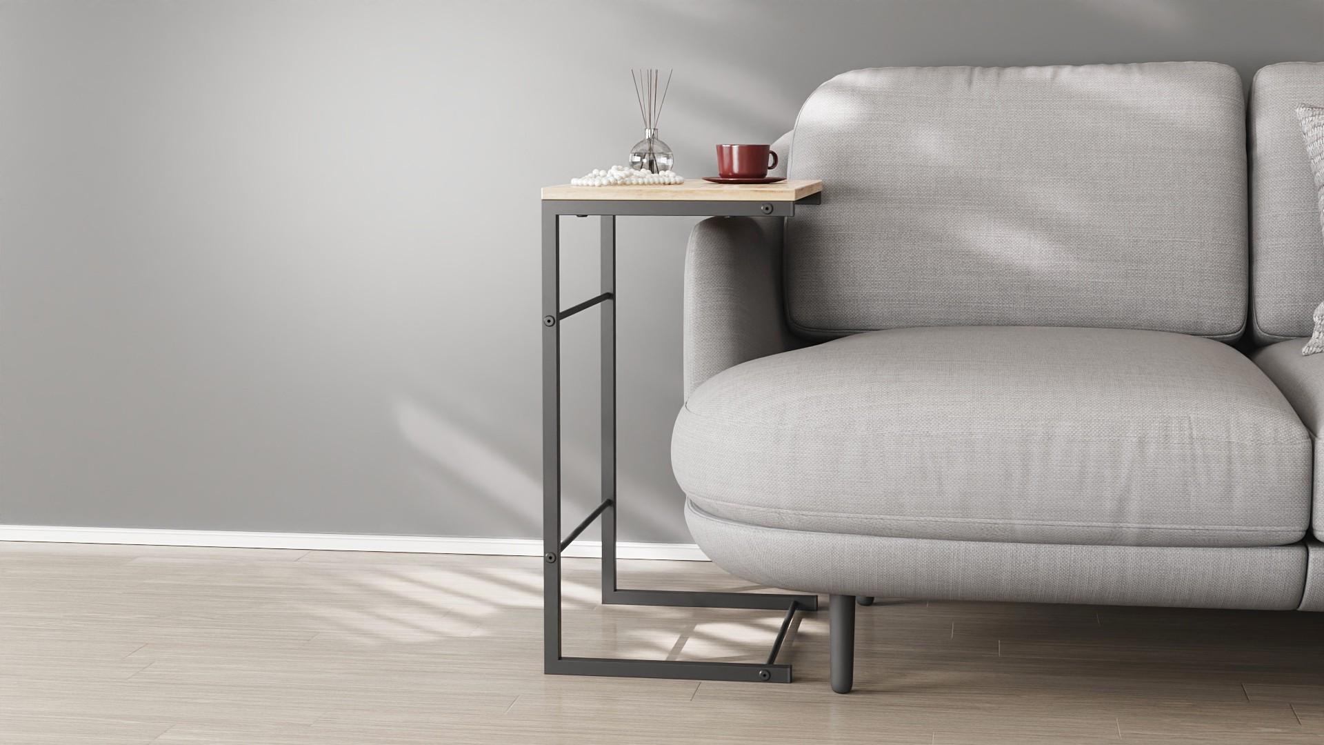 Столик Ferrum-decor Террі метал/ДСП 16 мм 650x440x330 мм Чорний/Дуб Сан-Марино (FRD-104649)