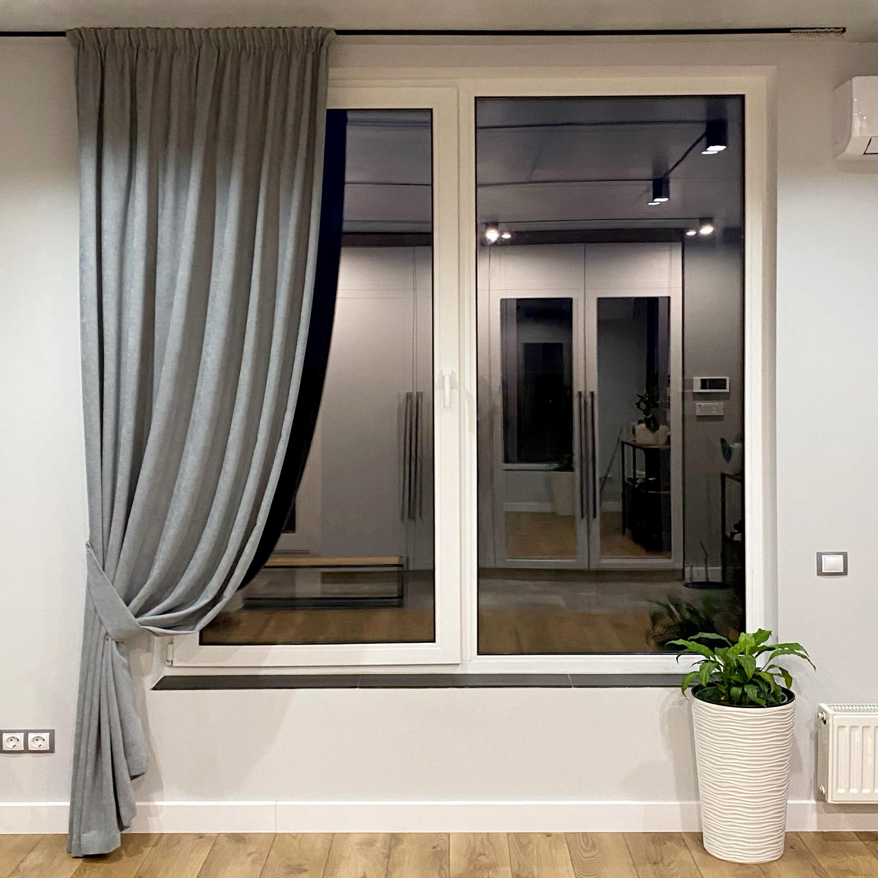 Штора на тесьме с подхватом микровелюр 280x250 см 1 шт. Серо-голубой (402525-МТ11/280) - фото 1