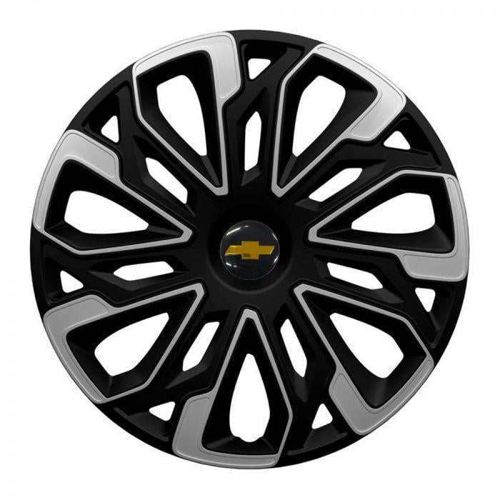 Ковпаки для коліс 4 Racing Estoril Silver/Black R14 з логотипом Chevrolet 4 шт.