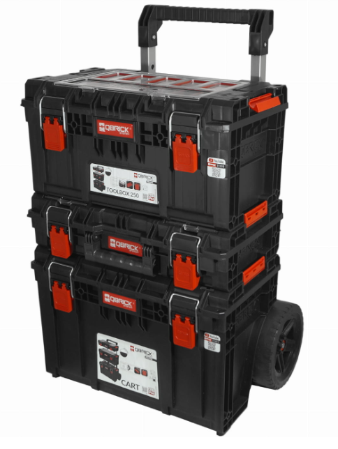 Набор ящиков для инструментов Qbrick System PRIME SET 2 модульные на колесах с пластиковой ручкой 535x327x775 мм Черный