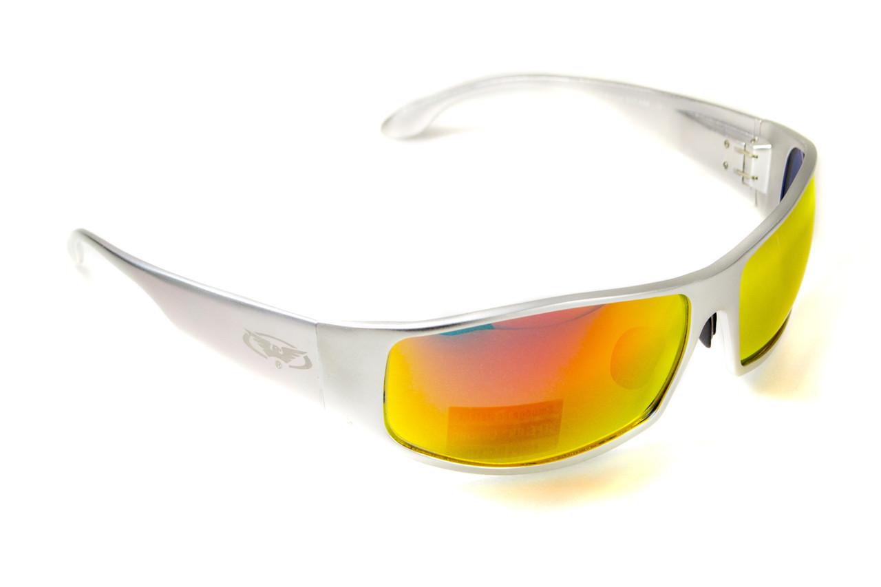 Очки защитные открытые Global Vision BAD-ASS-1 Silver G-Tech зеркальные Red