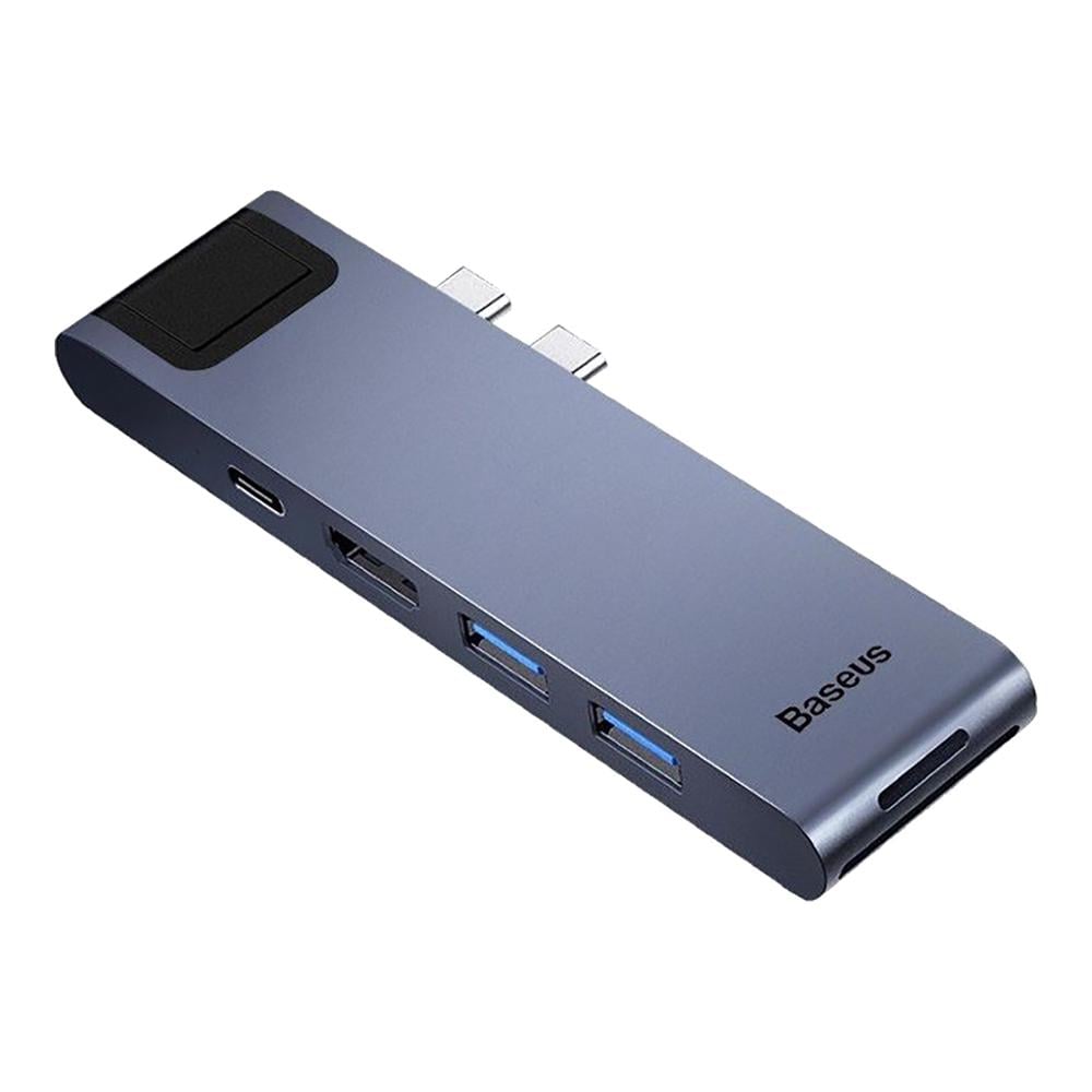 USB-хаб Baseus CAHUB-L0G Thunderbolt-C +Pro Seven-in-one smart HUB docking station Black (ts000072113000021361)