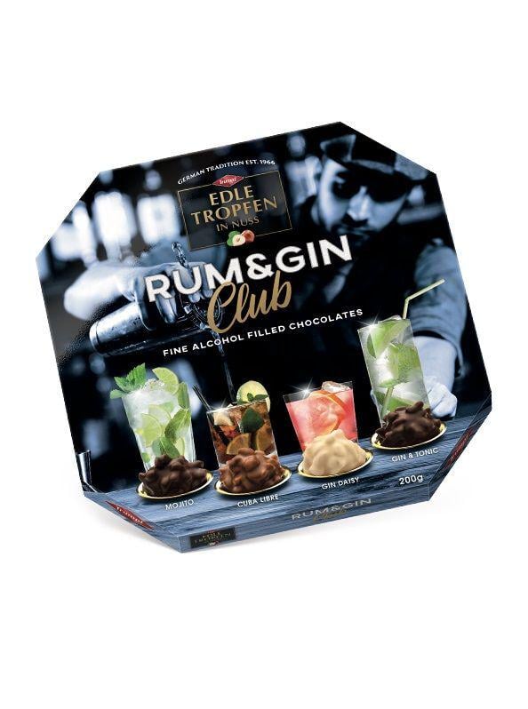 Шоколадне праліне Trumpf Edle Tropfen In Nuss Rum Gin з елітним алкоголем 200 г
