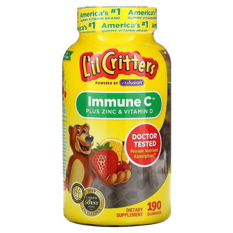 Витамины L'il Critters Immune C Plus Zinc & Vitamin D 190 жевательных таблеток