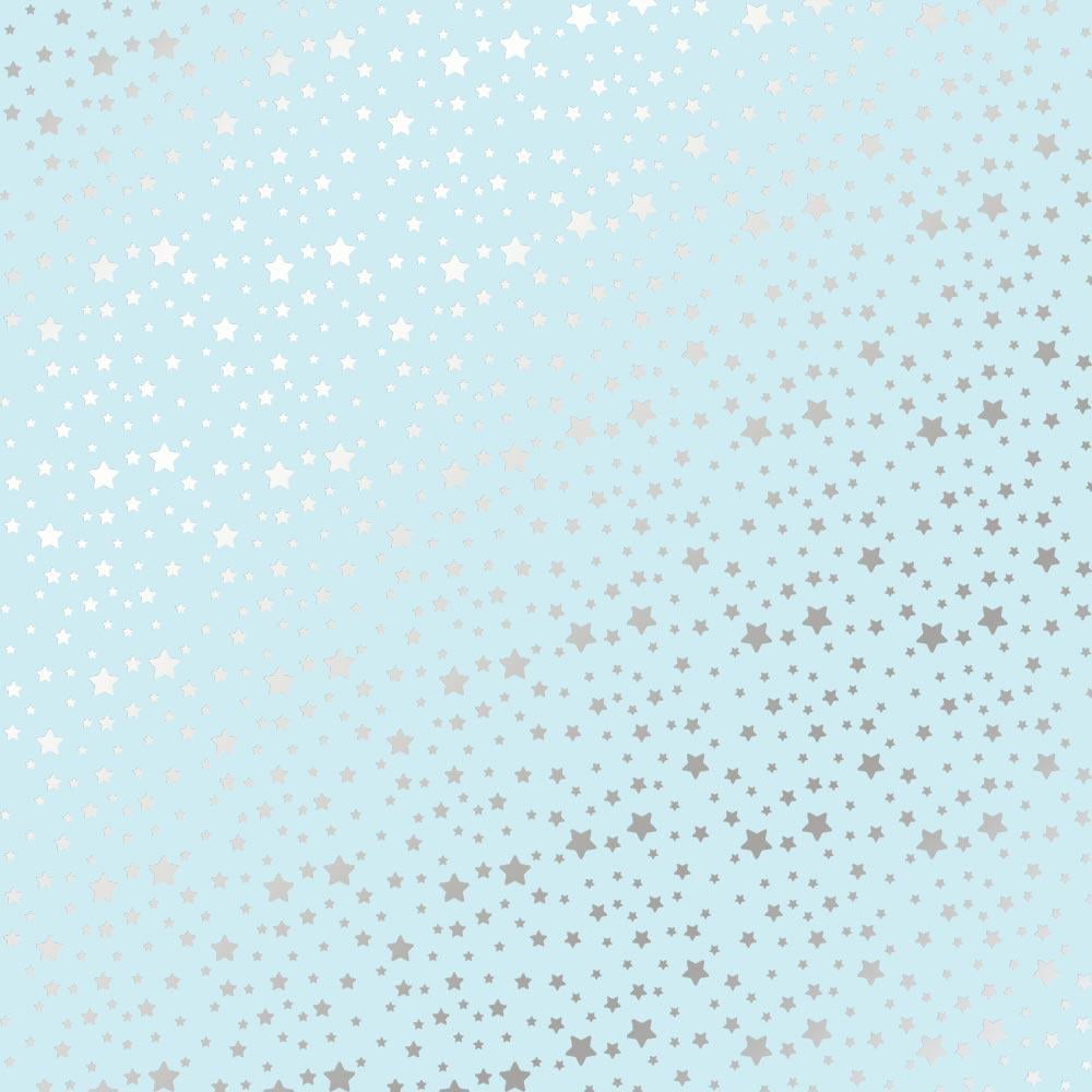 Лист бумаги односторонний Silver stars с серебряным тиснением 30,5х30,5 см Blue