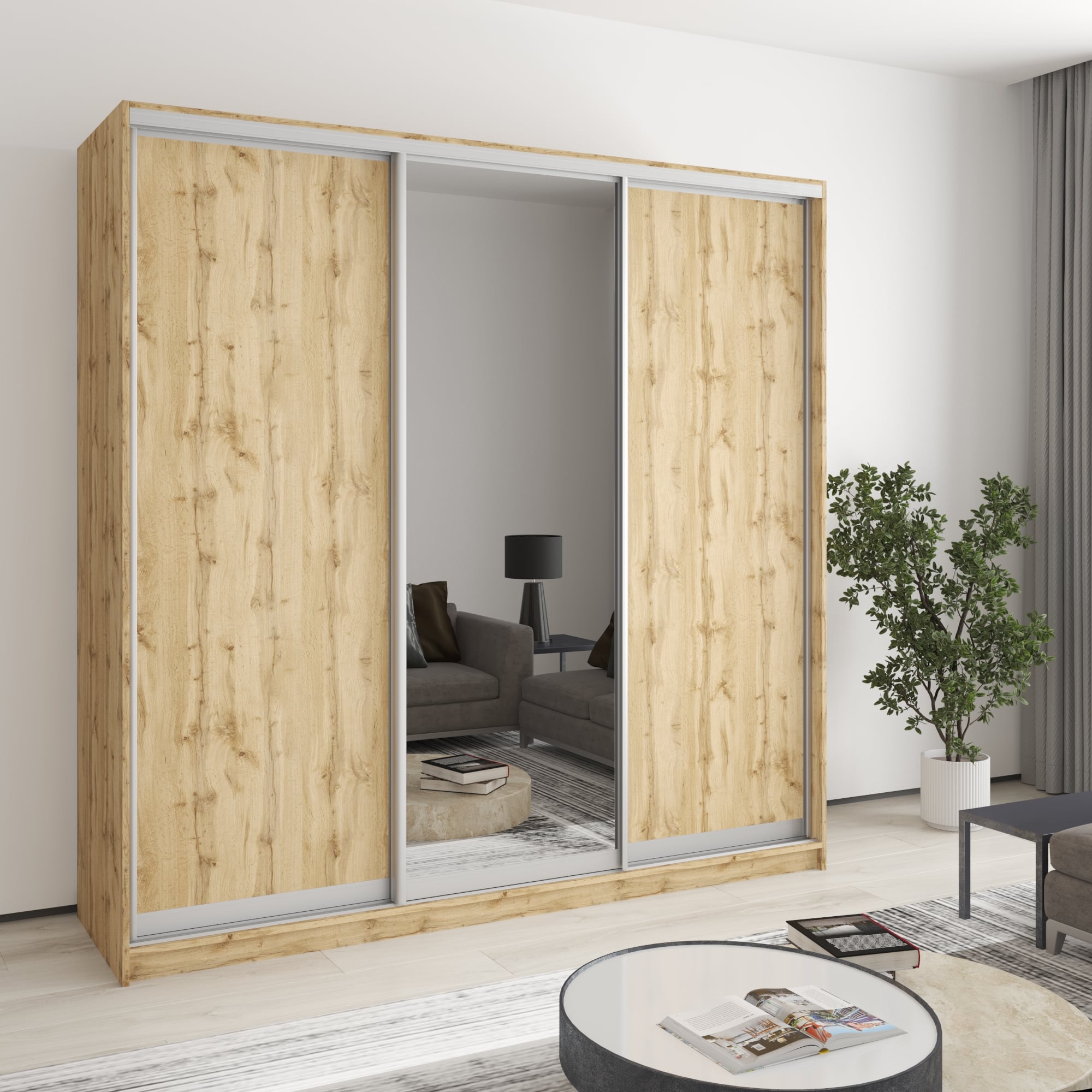 Шкаф-купе трехдверный Mebel Star Комбо AL MBS-4300 210х60х210 см Дуб тахо (1005483)