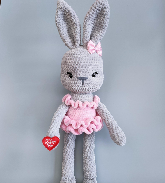 Мягкая игрушка детская Зайчик балеринка вязаная hand made