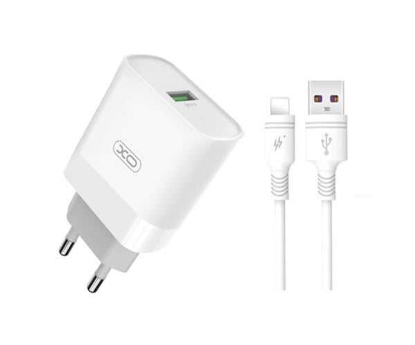 Устройство сетевое зарядное XO L63 USB 2,4 A QC3,0 Lightning 1 м Белый