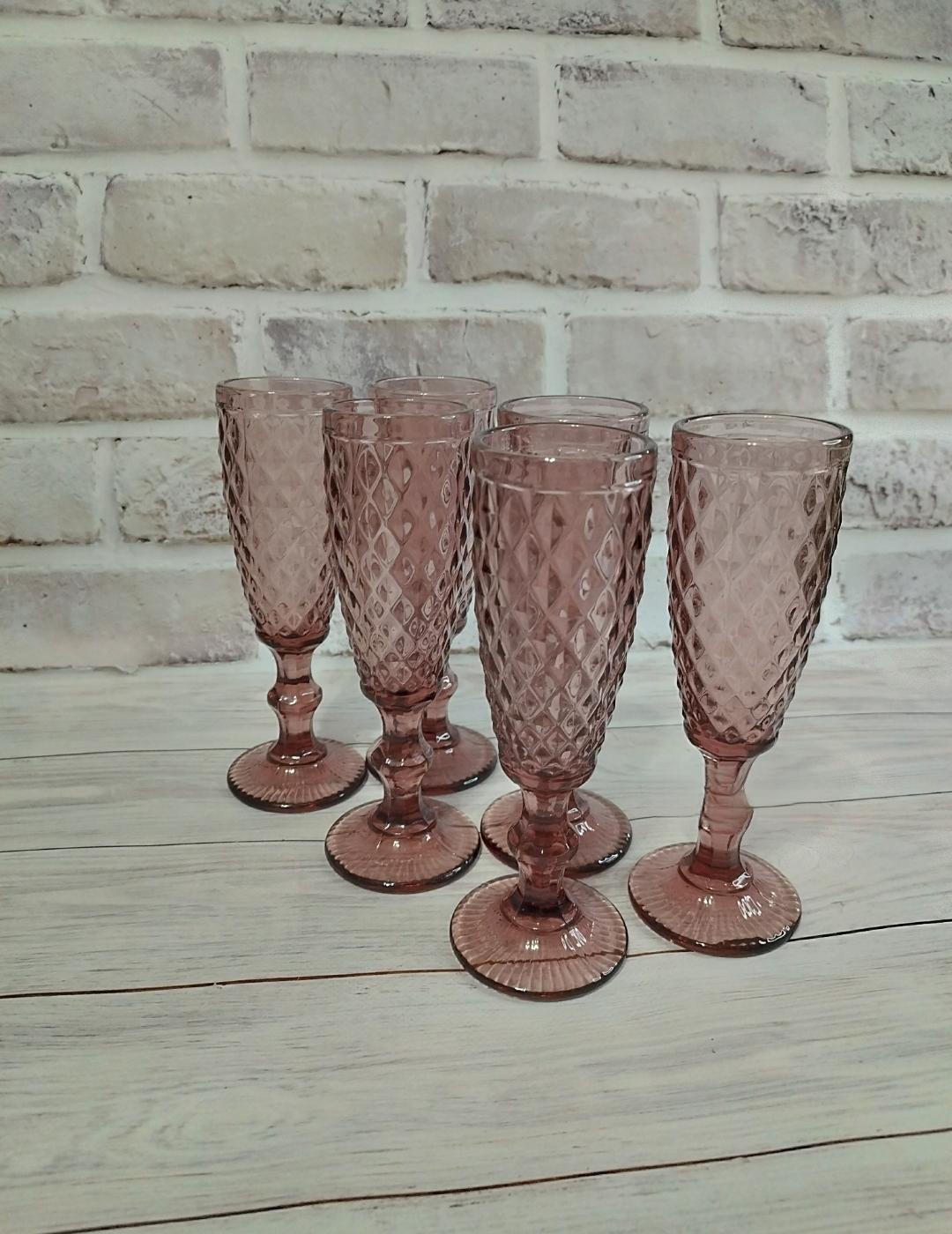 Набор бокалов для шампанского A-PLUS 9021 150 мл 6 шт розовые