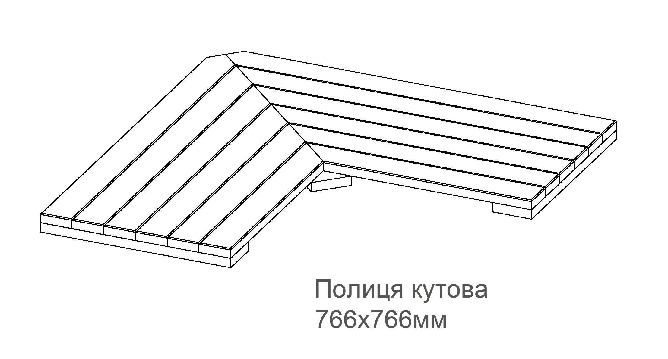 Полка угловая БОНН для стеллажа 766х766х36 мм (10204) - фото 4