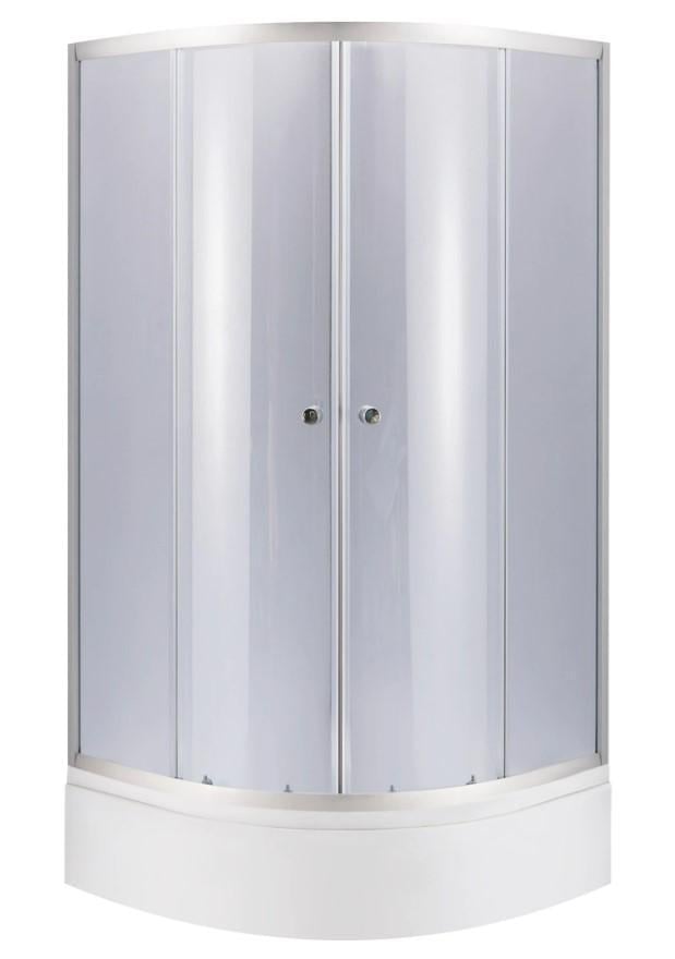 Душевая кабина полукруглая Lidz Latwa SC90x90.SAT.MID.GR стекло тонированное 4 мм с душевым поддоном Kapielka ST 90x90x26 см с панелью (64613)