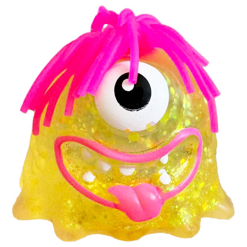 Антистресс Монстрик Волосатик с блестками 7 см Желтый (25899939)