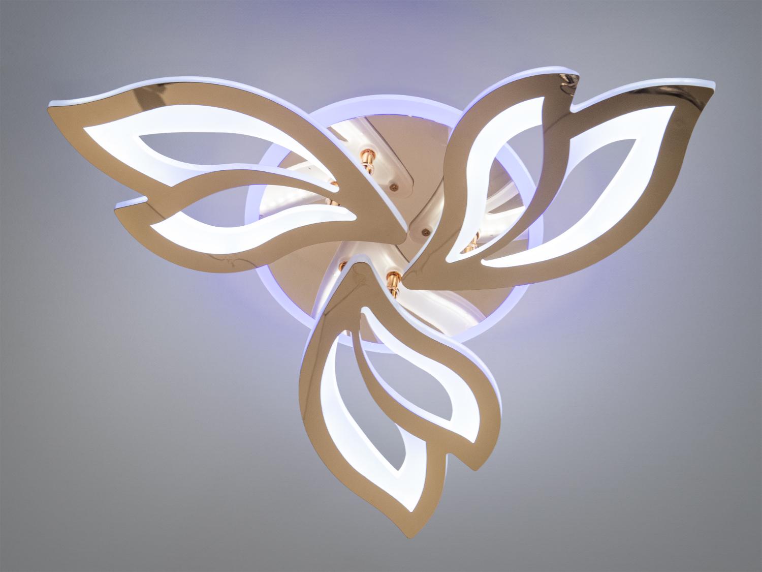 Люстра сучасна LED з пультом і підсвічуванням 55W Золотий (8165/3G LED 3color dimmer) - фото 2