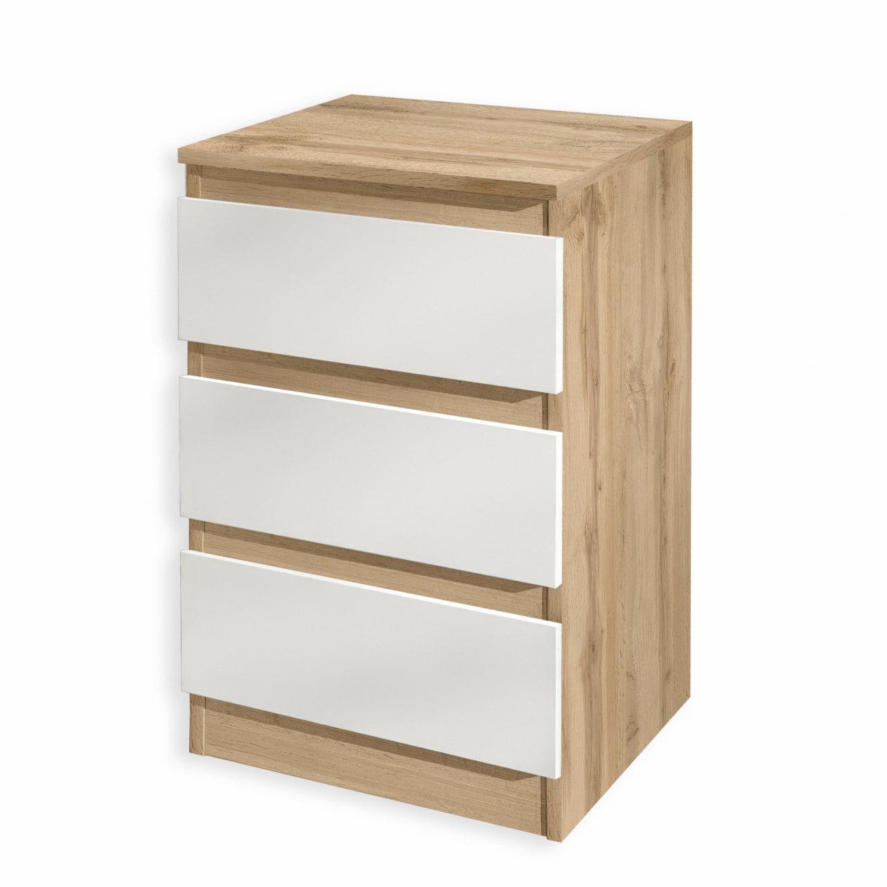 Тумба прикроватная на 3 ящика FT-216 400x398x758 мм Дуб Аппалачи/Белый - фото 2