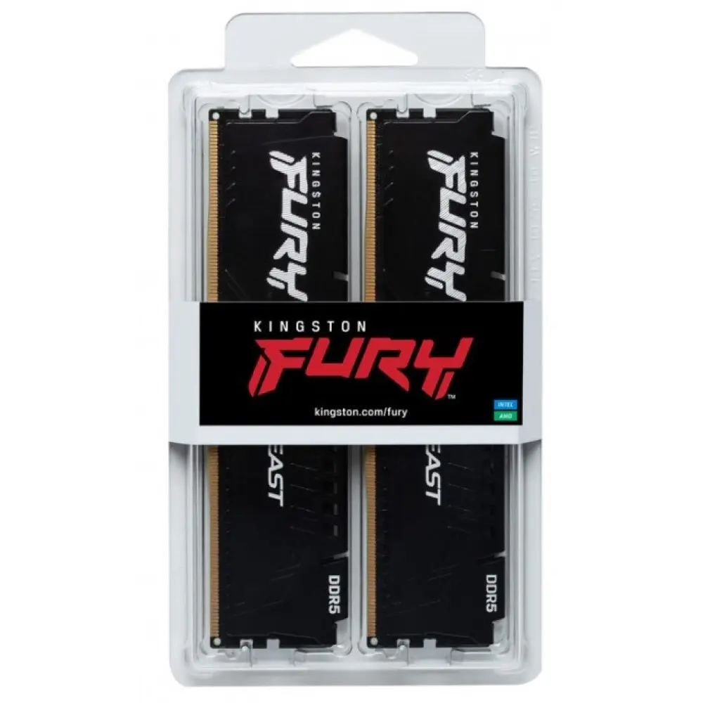 Оперативная память Kingston Fury Beast DDR5 2x16GB/5200 Black (KF552C40BBK2-32) - фото 4