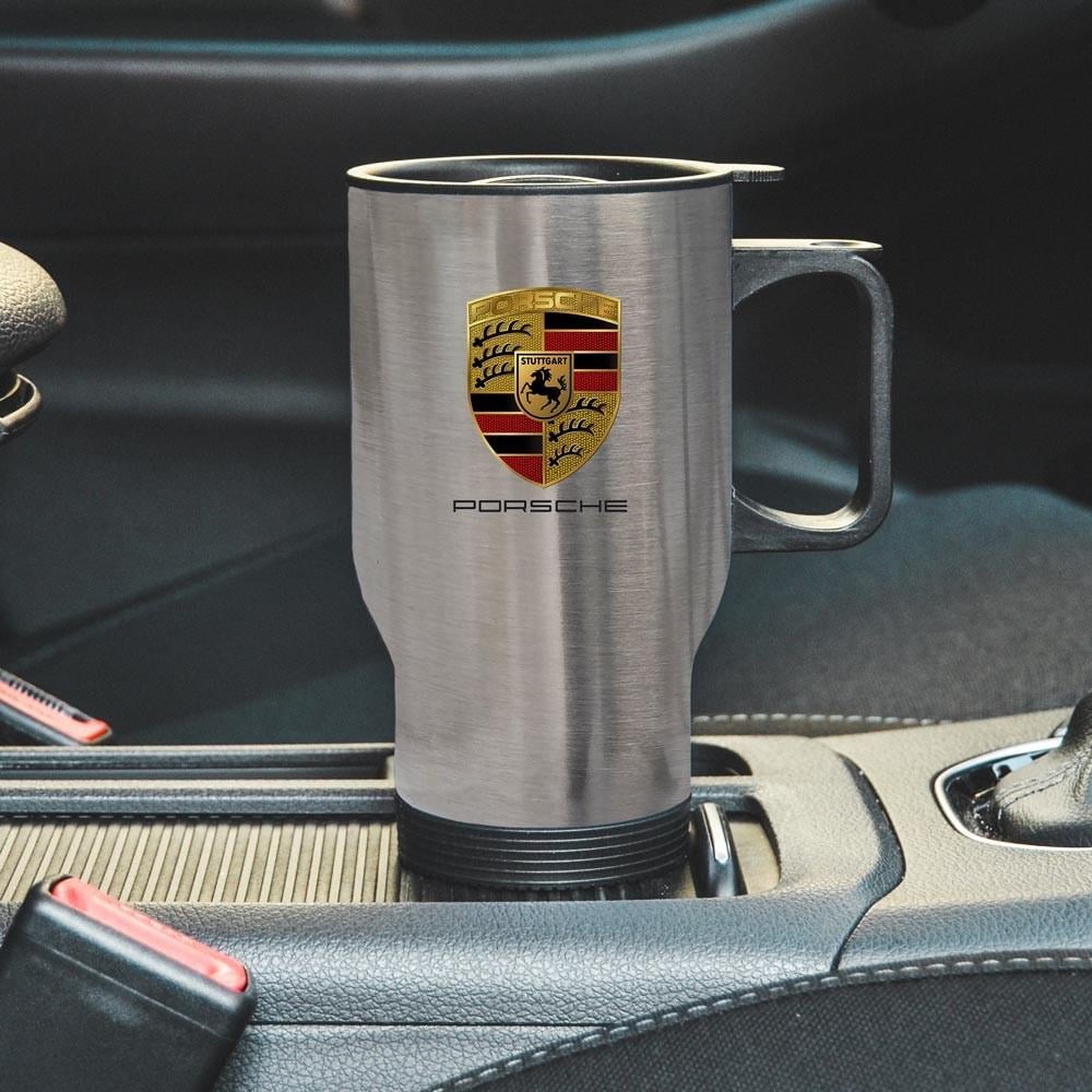 Термокружка автомобильная с логотипом Porsche 450 мл Серебристый (22802312)