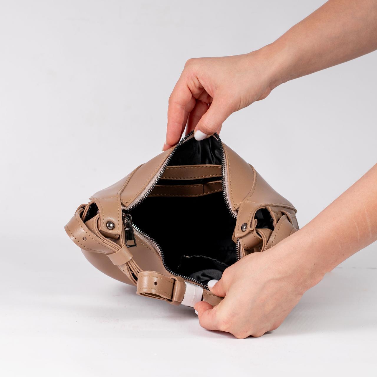 Сумка женская хобо с длинным ремешком KVITUCHA № 54-24 Коричневый - фото 3 Сумка женская хобо с длинным ремешком KVITUCHA № 54-24 Коричневый - фото 3