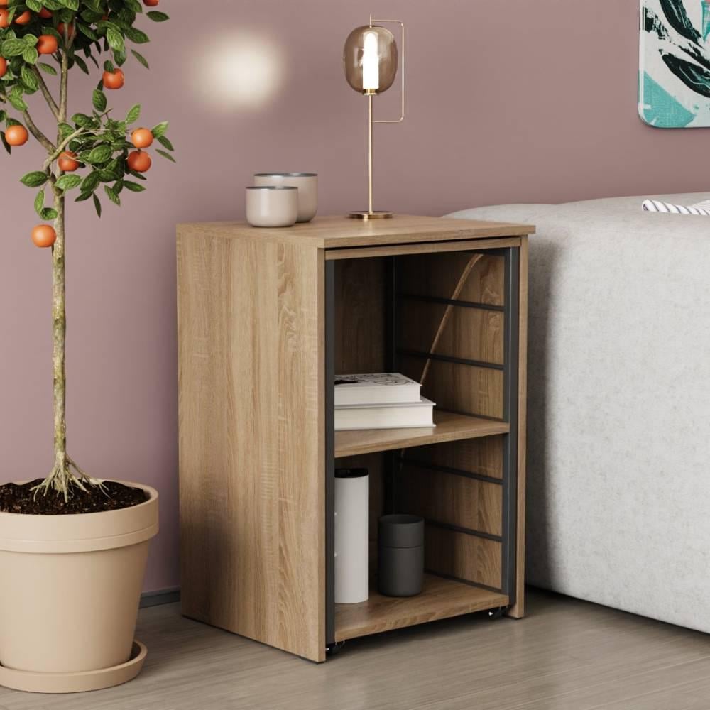 Стіл-тумба трансформер Ferrum-decor Смарт 2/2 метал/ДСП 16 мм 750x1450x600 мм Чорний/Дуб Сонома Трюфель (FRD-105106)