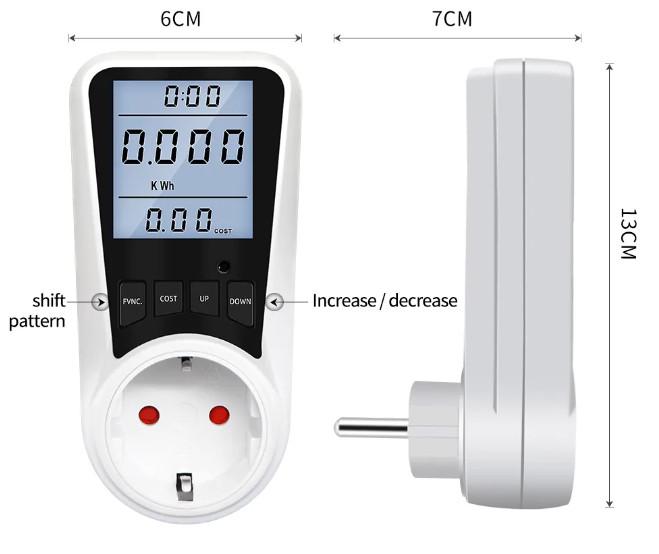 Энергометр со счетчиком электроэнергии универсальный бытовой 3680 W (DDS109L) - фото 2