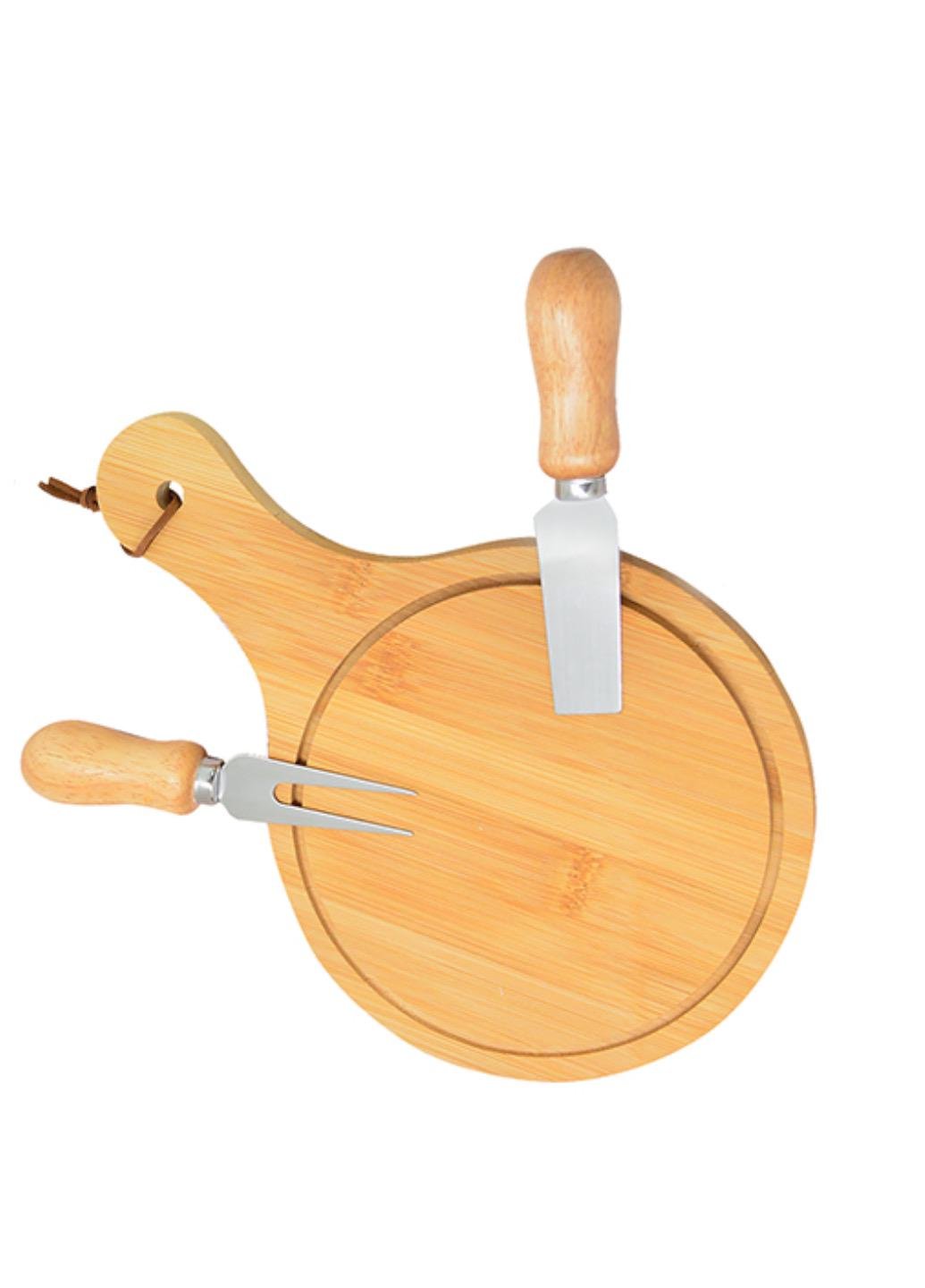 Доска кухонная бамбуковая Stenson с творожными приборами для нарезки 18х26 см 3 шт. (200151М)