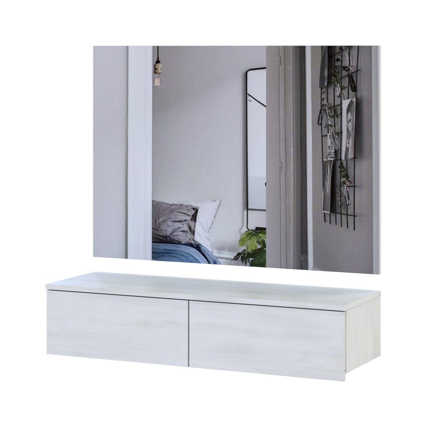 Тумба и зеркало Doros Левия 100х32х100 см Белое дерево (42005240) - фото 2