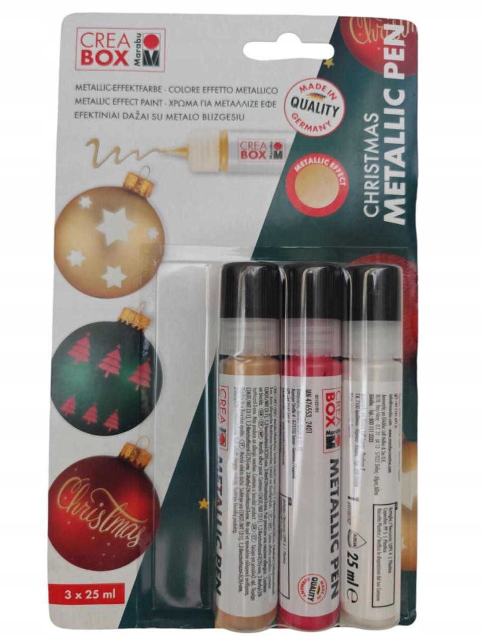 Набор металлизированных ручек Crea Box Christmas Metallic Pen 3x25 мл Золотой/Красный/Белый (2831157898)