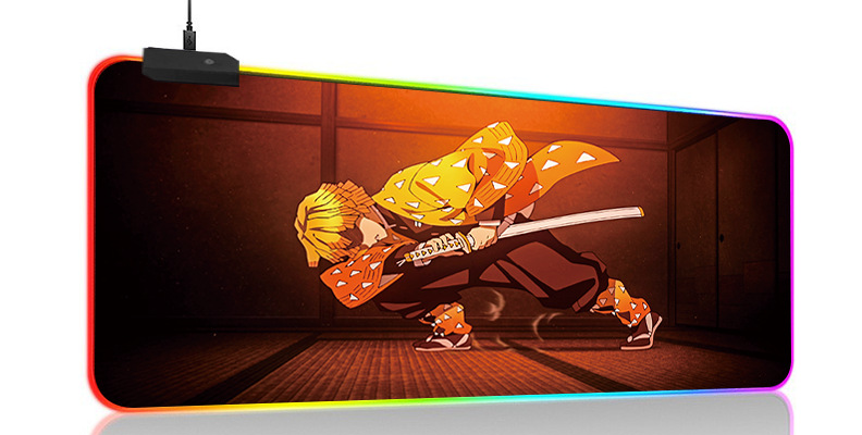Килимок для мишки з Аніме принтом Клинок що розсікає демонів LED підсвічування 800х300х4 мм (1010)