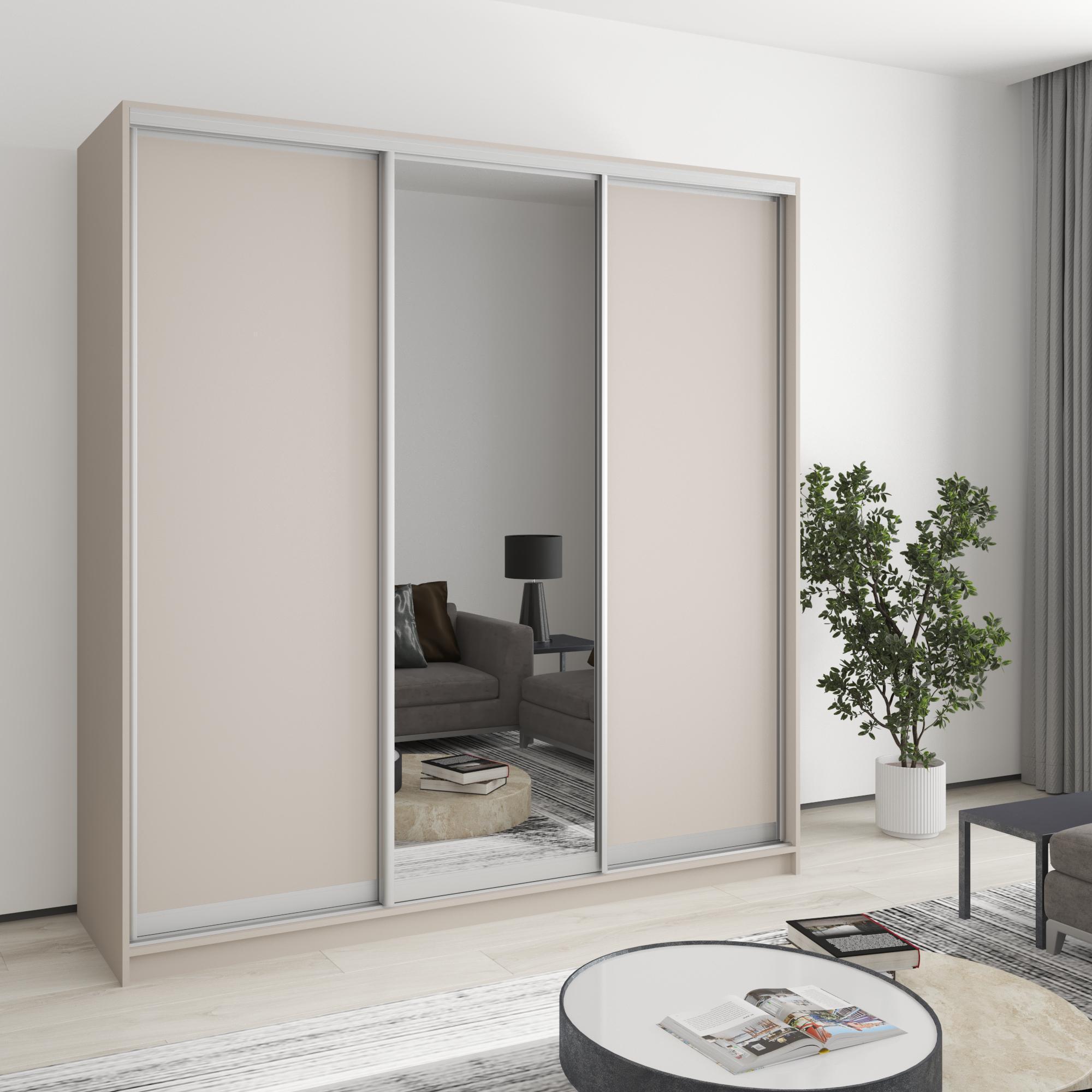 Шкаф-купе трехдверный MebelStar Стандарт AL 2 ДСП/зеркало 200x60x240 см Кашемир (MBS-1551) Шкаф-купе трехдверный MebelStar Стандарт AL 2 ДСП/зеркало 200x60x240 см Кашемир (MBS-1551)