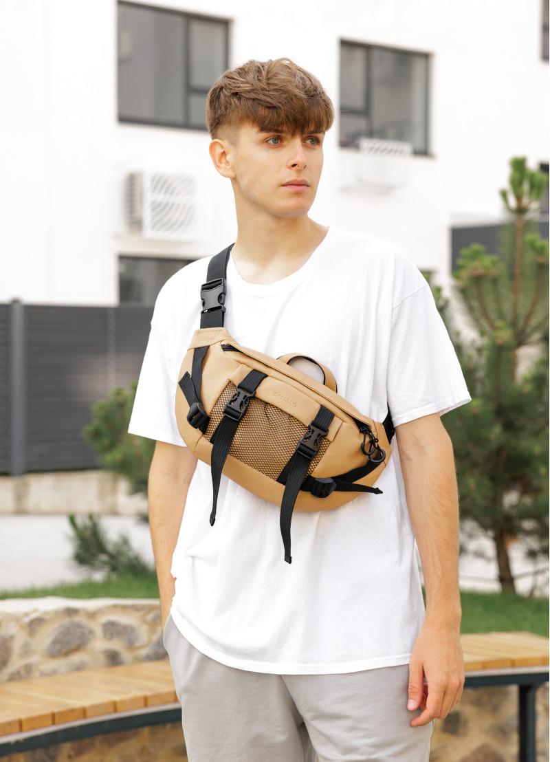 Сумка-бананка мужская Sambag DynamicDart 38×21×7 см Бежевый (80411026m)