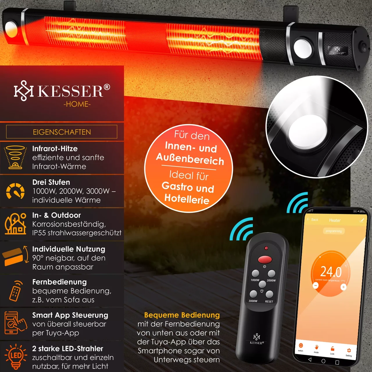 Инфракрасный обогреватель KESSER 25 м2 3000 Вт Wi-Fi (225233396988sc) - фото 4 Инфракрасный обогреватель KESSER 25 м2 3000 Вт Wi-Fi (225233396988sc) - фото 4