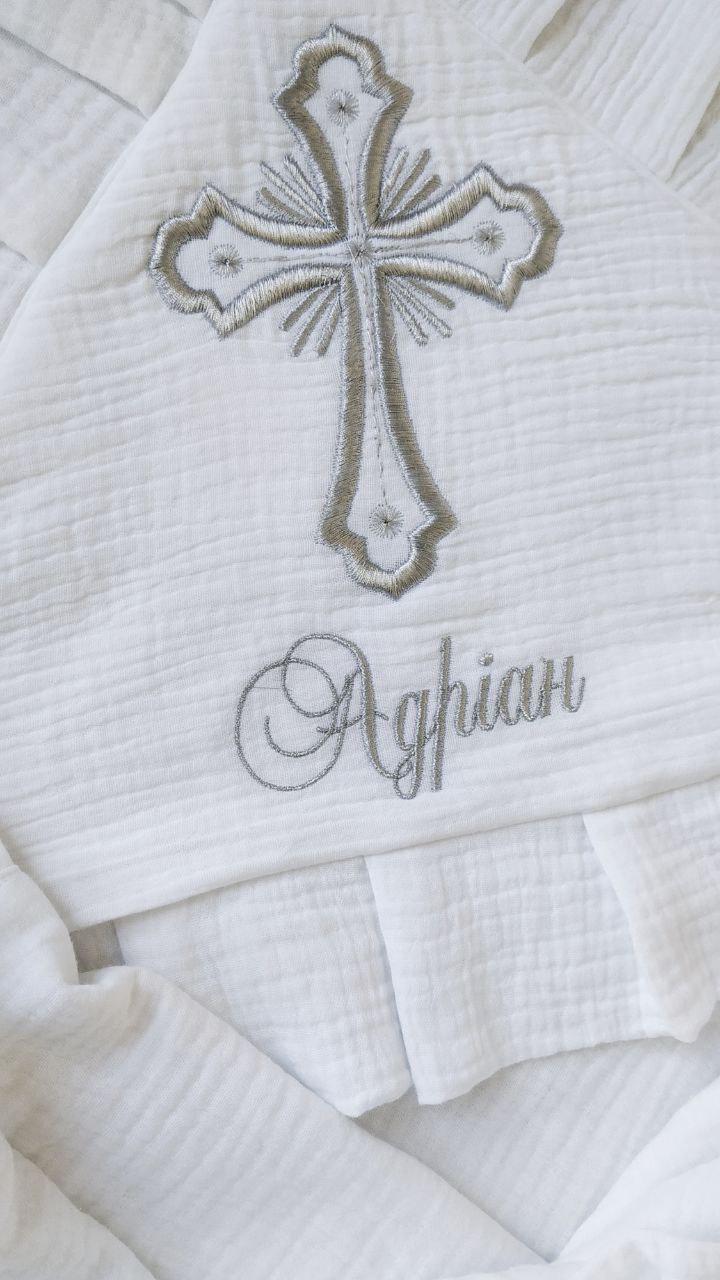 Набор для крещения именной Муслин муслиновая крыжма/мешочки для локона и хранения (2172881314) - фото 2 Набор для крещения именной Муслин муслиновая крыжма/мешочки для локона и хранения (2172881314) - фото 2