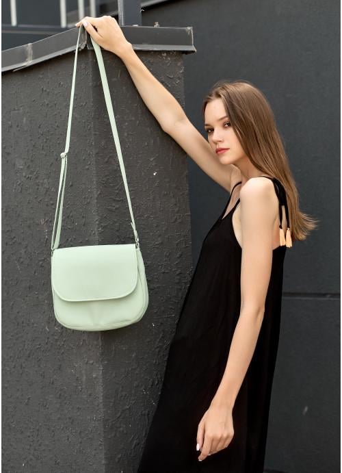 Жіноча сумка крос-боді Sambag через плече з екошкіри М'ятний (933024720)