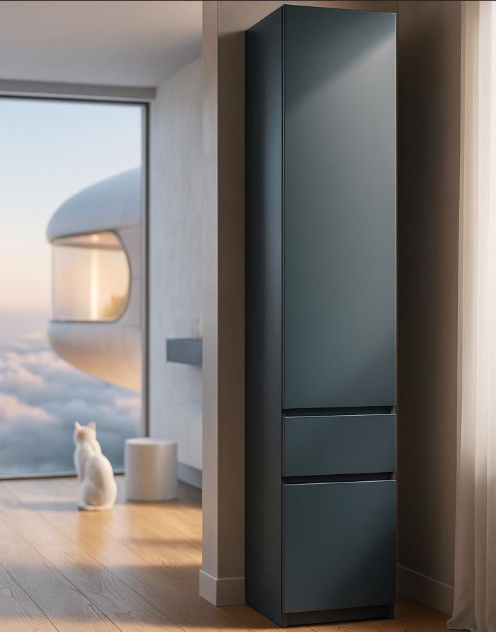 Шафа пенал Мастер Форм Брайт телескопічні напрямні 400х520х2000 мм Антрацитовий - фото 1