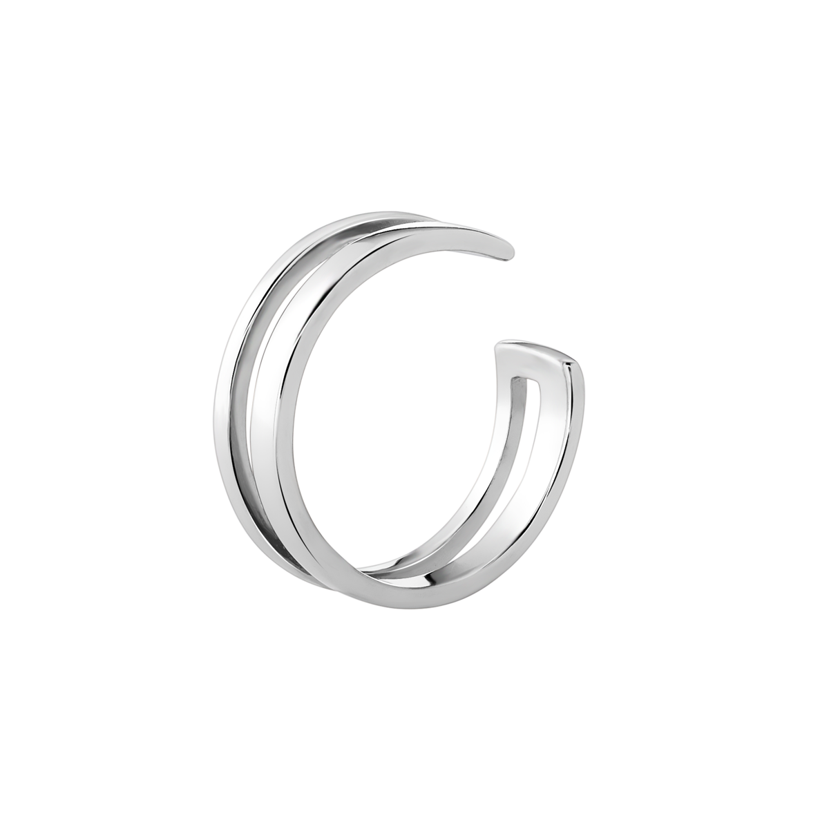 Серьга-каф серебряная Двойная линия без вставок