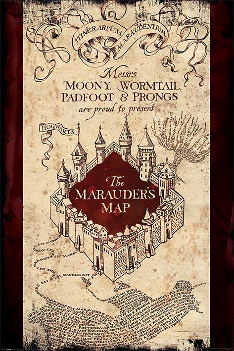 Постер плакат Гарри Поттер Карта Мародеров/Harry Potter The Marauders Map 61x91,5 см