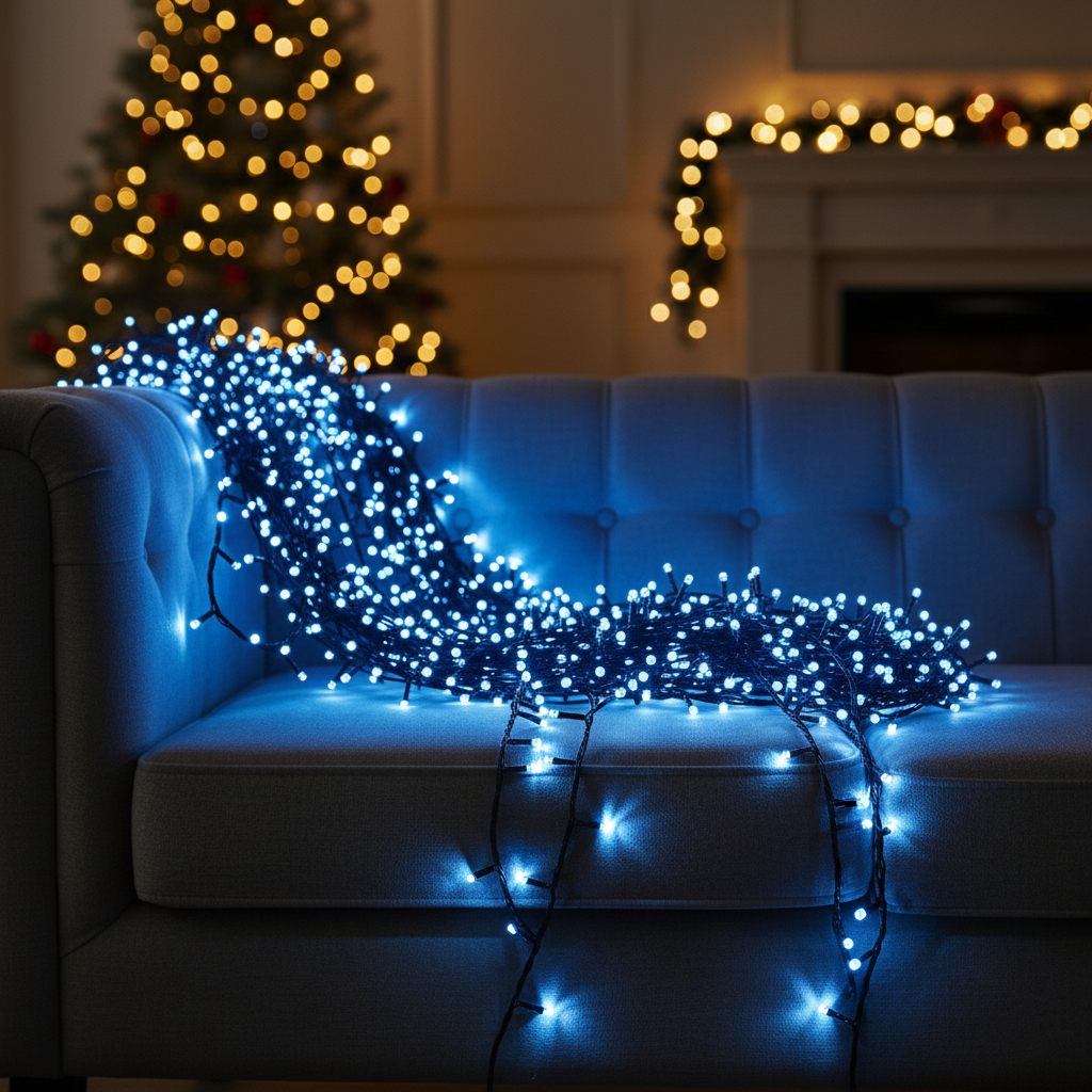 Гирлянда Нить уличная 500 LED на солнечной батарее 50 м Черный/Синий (SB500L50MBBL)