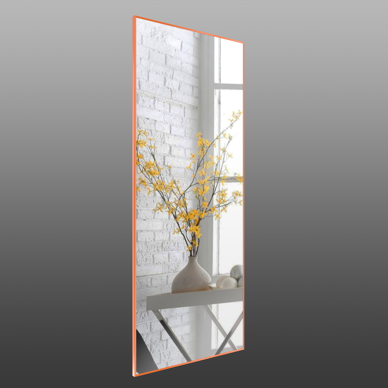 Зеркало настенное в алюминиевой раме Art-Com 1500х700 мм Оранжевый (Alum-orange-50)