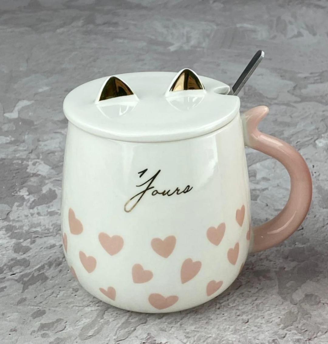 Кружка SNT Cat style з кришкою та ложкою кераміка 460 мл (20625-2) - фото 1 Кружка SNT Cat style з кришкою та ложкою кераміка 460 мл (20625-2) - фото 1