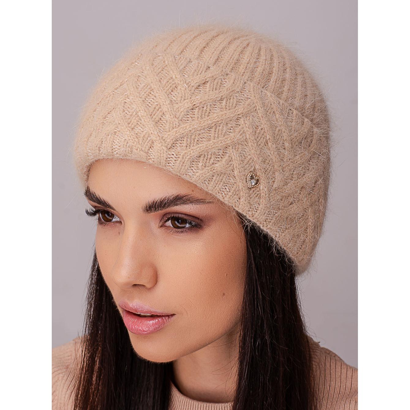 Шапка женская ангоровая утепленная флисом Leks Мадонна с узором на отвороте Бежевый - фото 1 Шапка женская ангоровая утепленная флисом Leks Мадонна с узором на отвороте Бежевый - фото 1