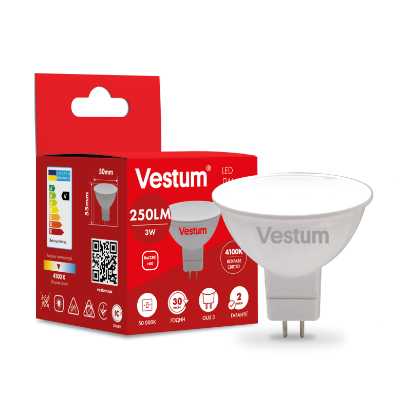 Светодиодная лампа Vestum 1-VS-1501 MR16 3W 4100K 220V GU5.3