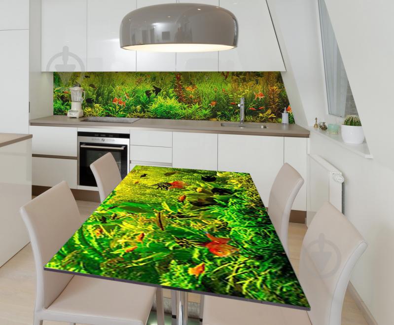Наклейка 3Д виниловая на стол Zatarga «Аквариумные рыбки» 600х1200 мм для домов, квартир, столов, кофейн, кафе Наклейка 3Д виниловая на стол Zatarga «Аквариумные рыбки» 600х1200 мм для домов, квартир, столов, кофейн, кафе