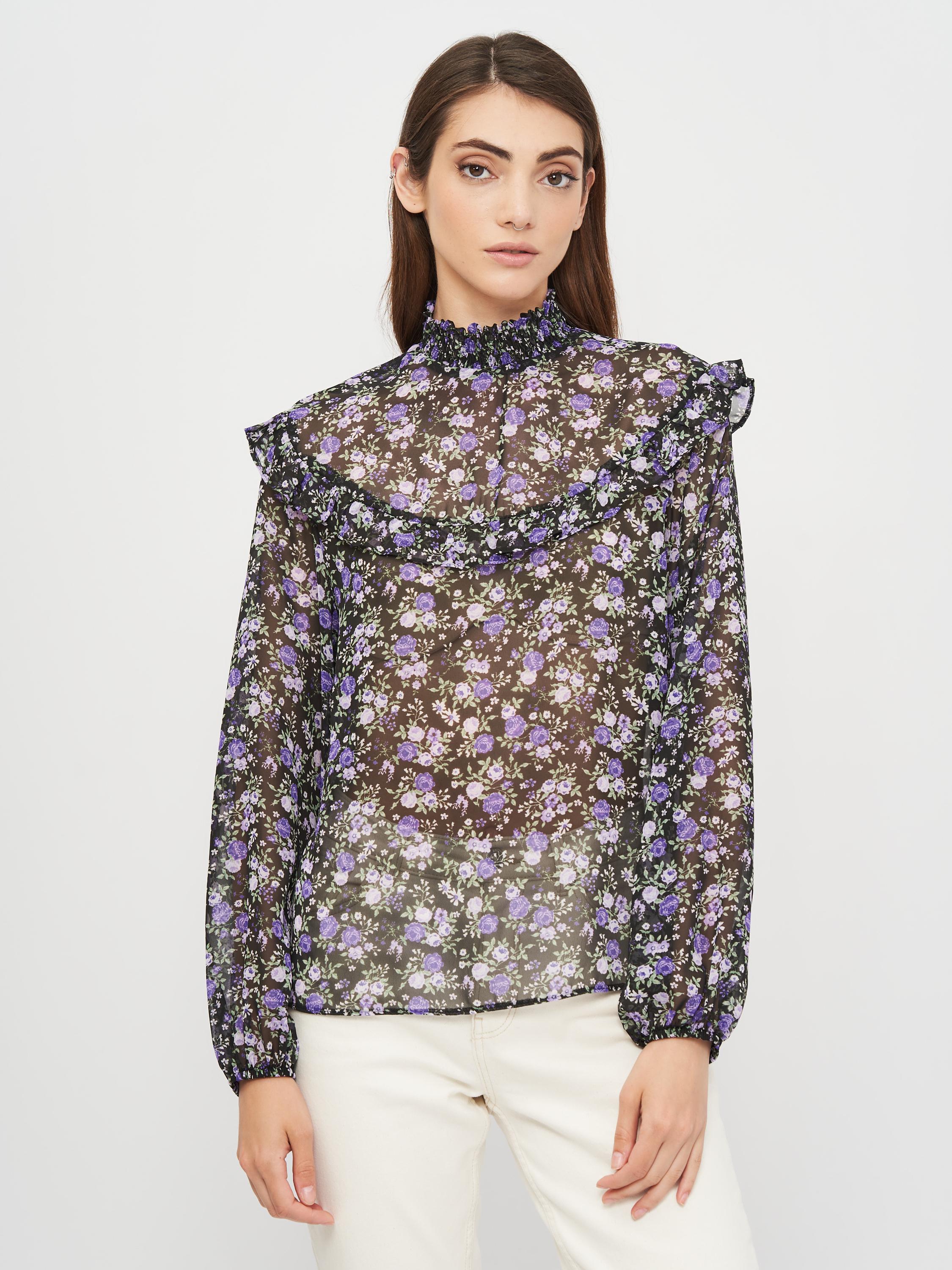 Блуза H&M Квіти S Чорний (21058984691)