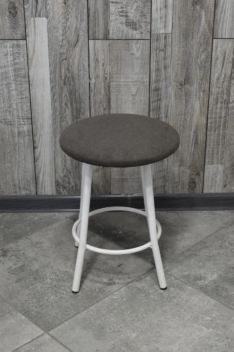 Табурет кухонний Муза металевий з м'яким сидінням 30х45 см Сірий/Білий (28373737)