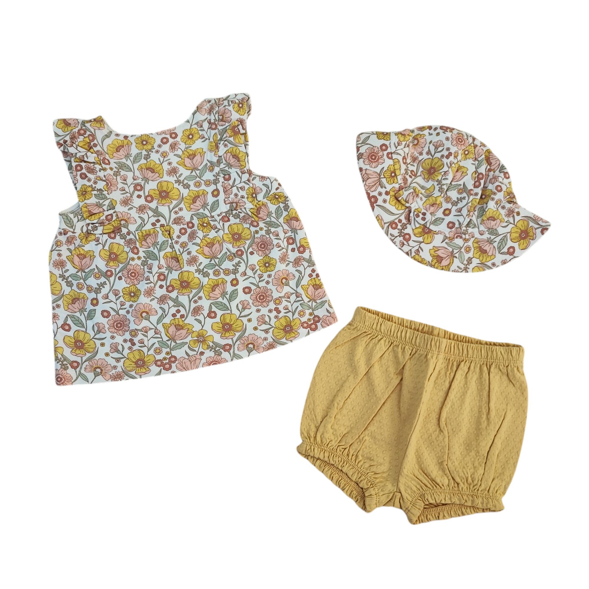 Комплект дитячий літній сукня/трусики та панама для дівчинки C&A 74 см Різнокольоровий (250122064)