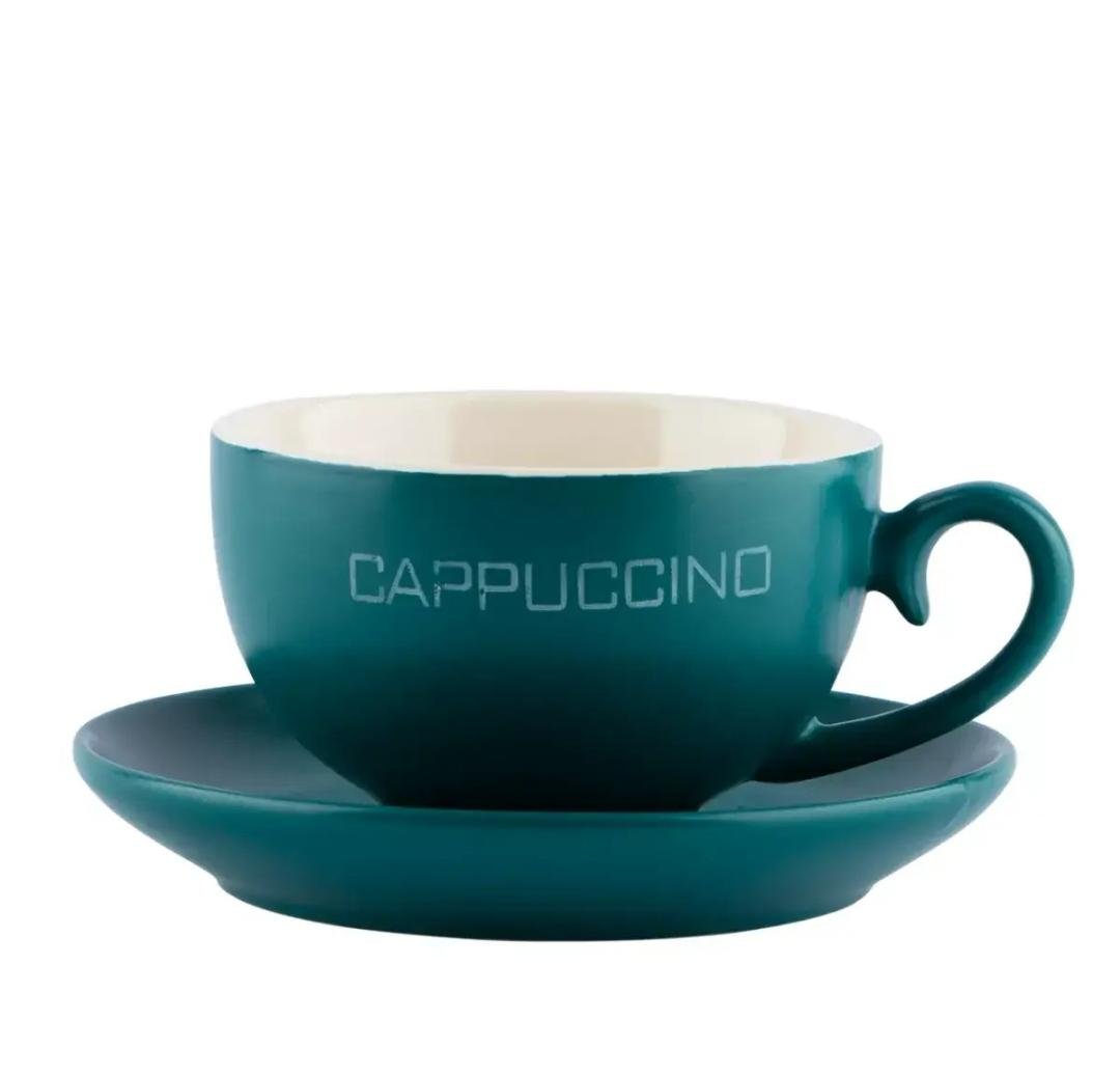 Чашка для капучино Vittora VT-P-5102-G фарфор с блюдцем 295 мл Зеленый (21479670)