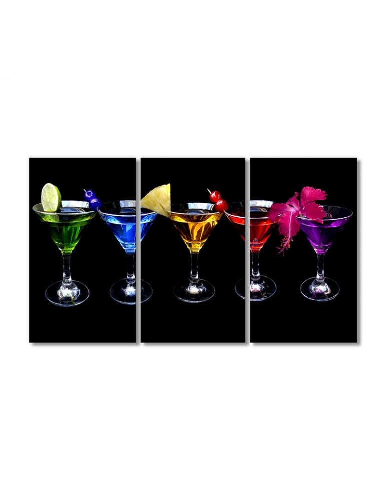 Картина модульная Радужные коктейли 3 модуля 80x120 см